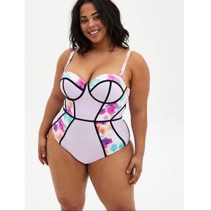 TORRID Watercolor Floral Underwire Swimsuit - Sz 6 (d-dd)